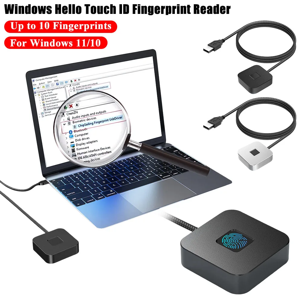 

Считыватель отпечатков пальцев для компьютера, Windows Hello, Touch ID, устройство для входа по отпечаткам пальцев, портативные USB-считыватели отпечатков пальцев для Windows 11/10