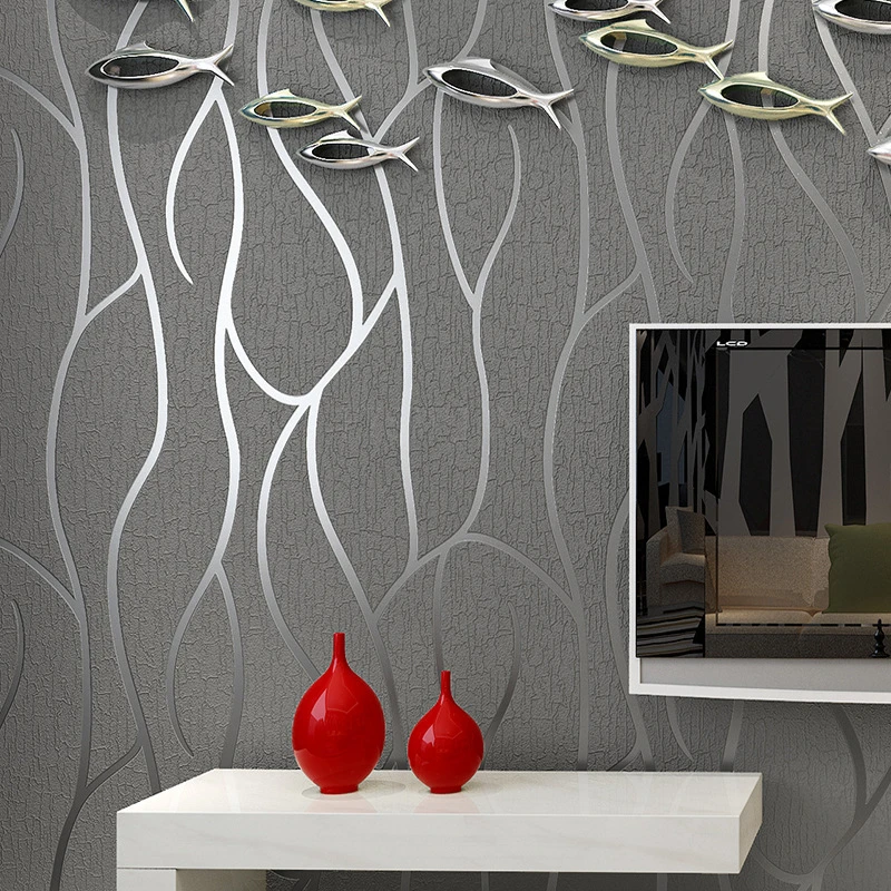 

3D Curve Non-woven Wallpaper High-grade Suede Velvet Abstract Lines Bedroom Living Room Background Home Decoration Wall Stickers