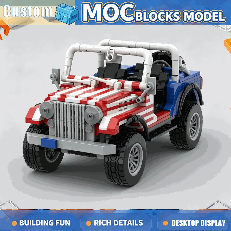 602PCS 1 18 Scale Classic Off Road 4x4 Car Model MOC Building Blocks DIY Assembly Educational Creative Collection Display Gift