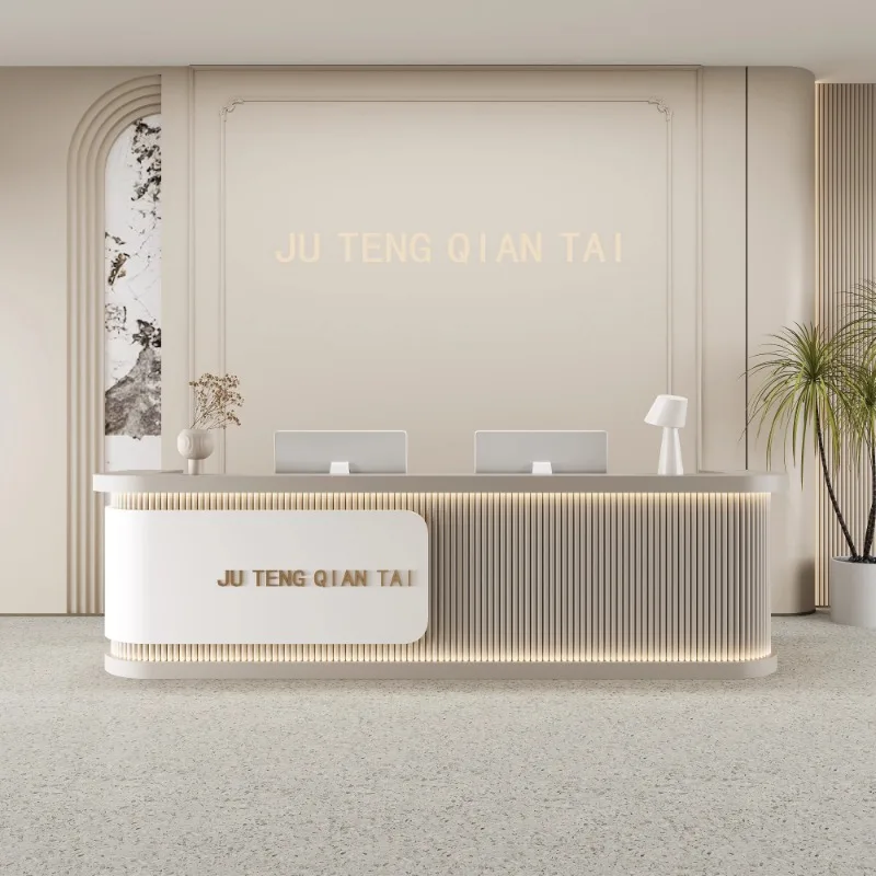 

Modern Minimalist Beauty Salon Reception Desk Company Hotel Front Clothing Store Reception Desk Customizable Furniture FYRD