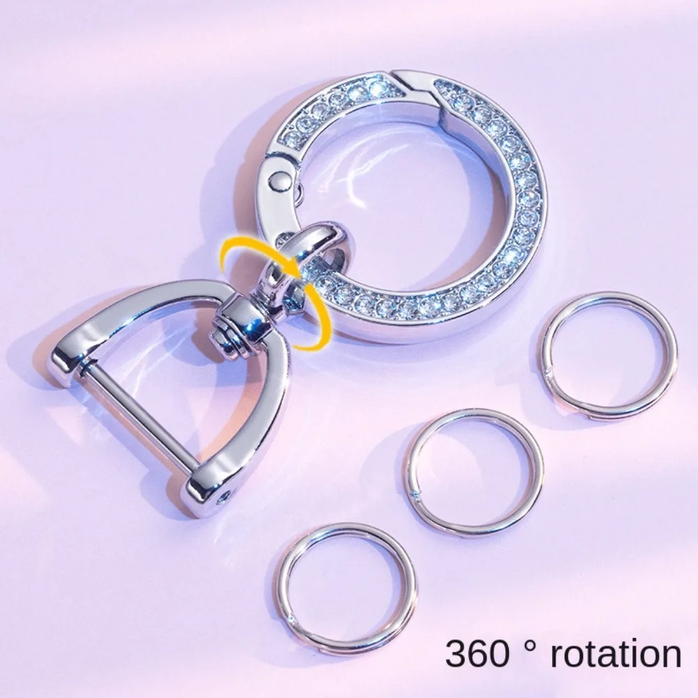 Fashion Zinc Alloy Drill Ring Key Chain Detachable Horseshoe Buckle Car KeyChain Gift Key Accessories Bag Pendant Men Women Girl