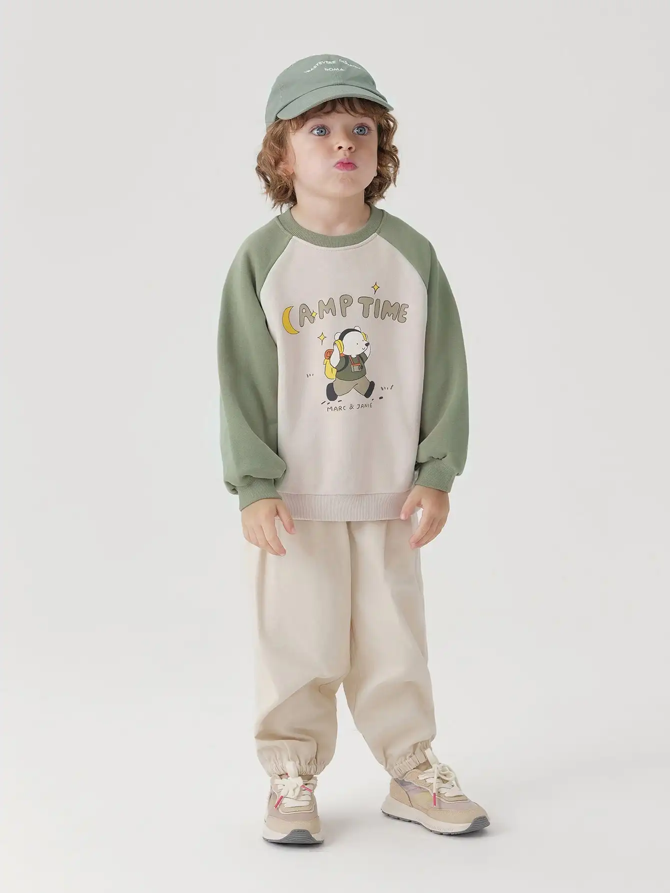 MARC & JANIE Boys Bear Doodle Color Block Sweatshirt 241163