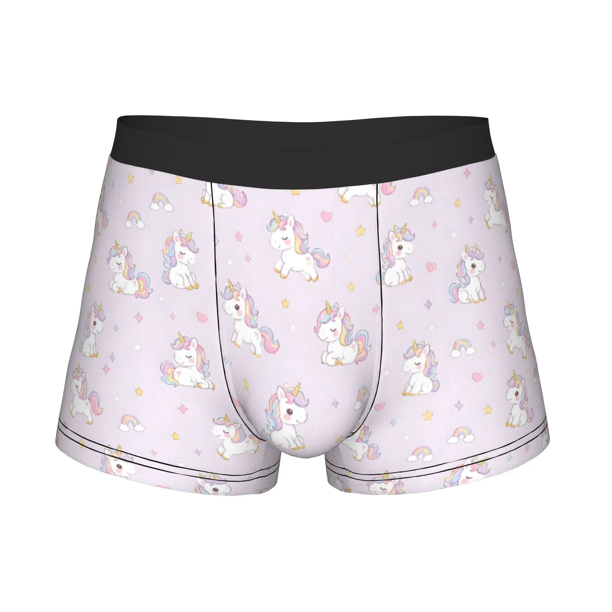 Rainbow Unicorn Boxer Shorts For Men 3D Print Heart Star Underwear Panties Briefs Stretch Underpants