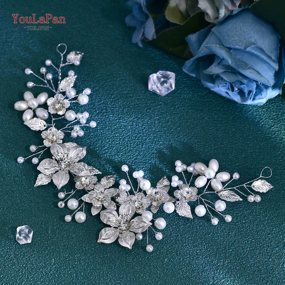 YouLasaupoudrer-Ceinture en Alliage Argenté avec Fleur pour Robe de Mariée, Accessoires de Taille avec Perles, Décoration de Robe Polyvalente, SH749