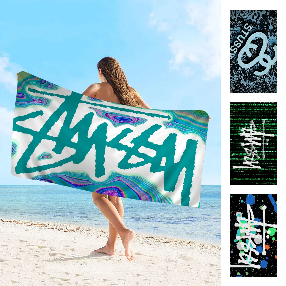 S-Stussy-Logo Towel Microfiber Beach Towel Absorbent Quick dry Soft Yoga Swimming Resort Mountain Climbing Towel