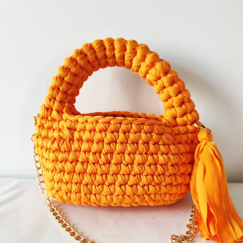 

Hand-Woven Small Cloth Bags For Women Luxury Designer Handbag Purse 2026 New In Polyester Top Handle Tassel Chain Strap Shoulder