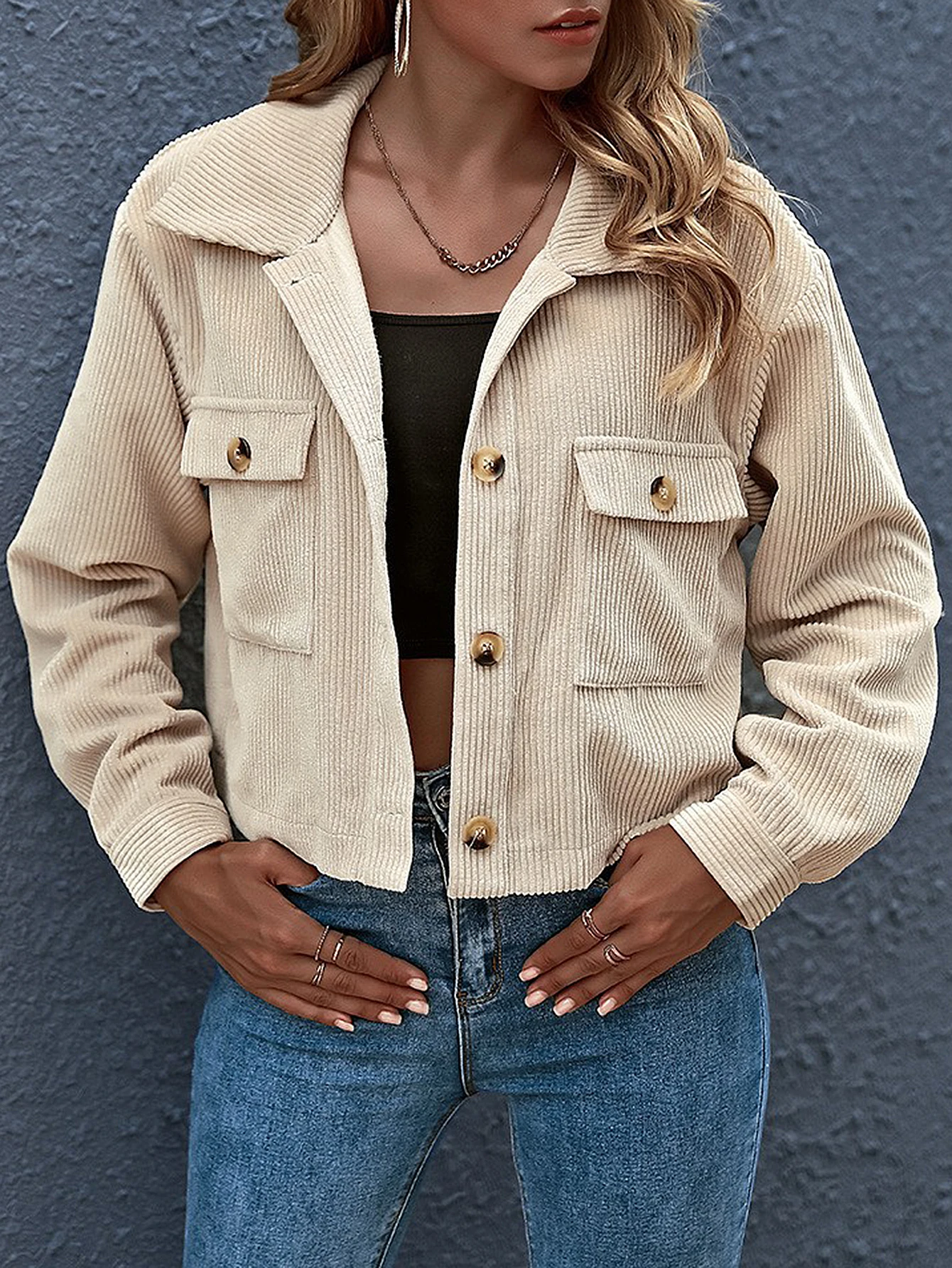 

Women's Lightweight Jackets Autumn Comfortable 2025 Plain Folds Streetwear Long Sleeve Shirt Collar Outdoor Jackets