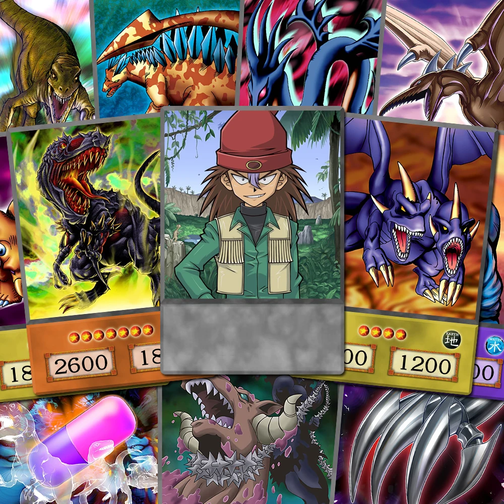 50 piezas/set de cartas de papel de la serie clásica de dinosaurios Rex Raptor YGO DM Ryuzaki, estilo anime Orica