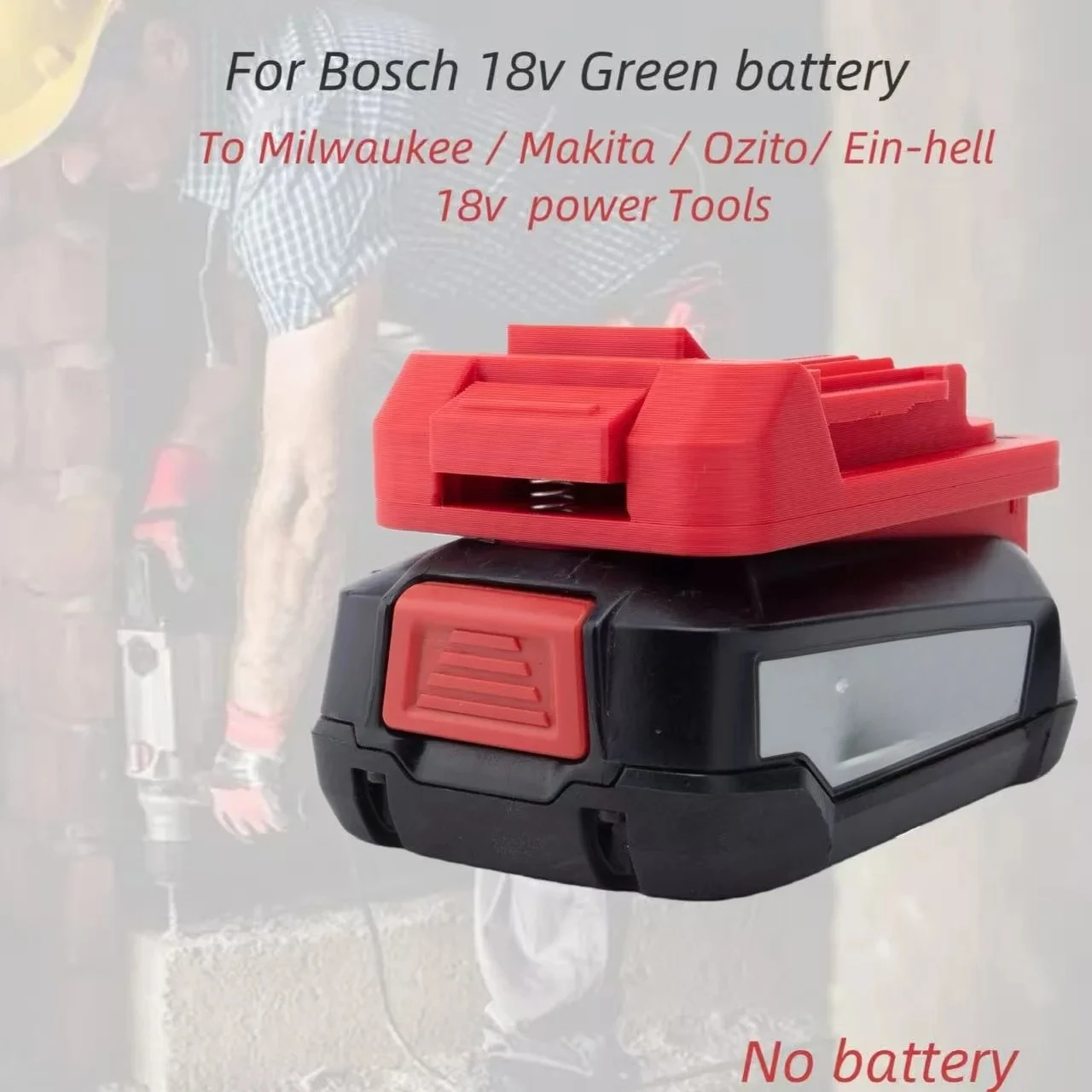 

Адаптер для аккумуляторов Bosch 18V Green PBA (литиевые) для инструментов Milwaukee / Makita / Ozito / Einhell 18V (без инструментов и аккумулятора)