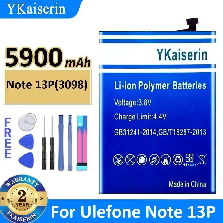 

High Capacity Mobile Phone Battery Reliable Power Supply For Ulefone Note 13P 3098 5900Mah