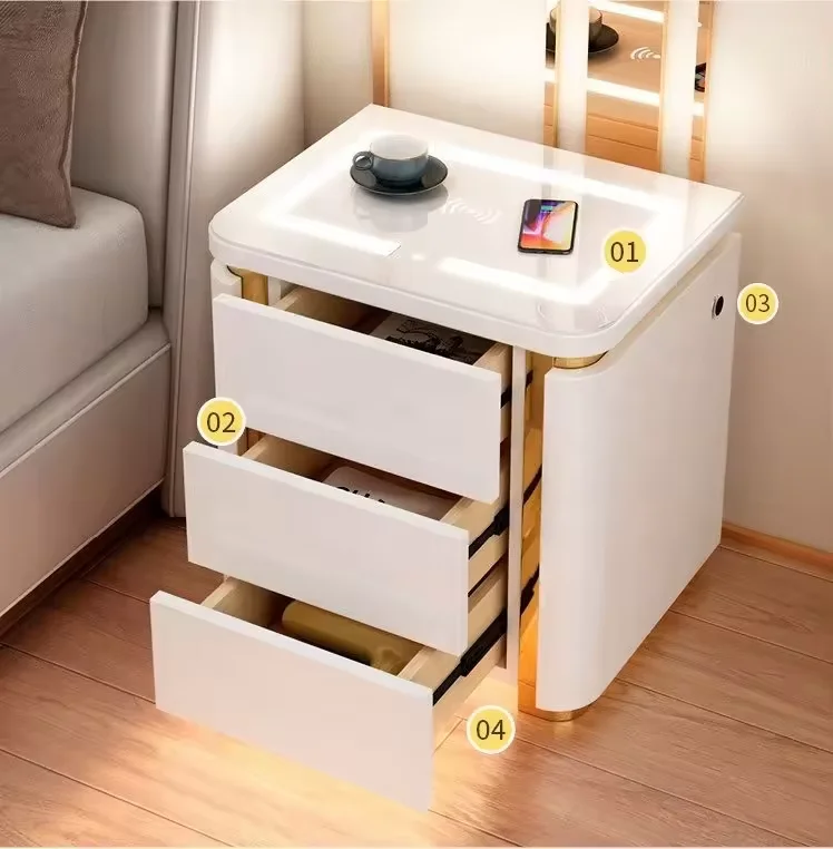 شاحن لاسلكي ذكي جديد منضدة طاولة جانبية أثاث غرفة النوم بجانب السرير مع محطة شحن #4