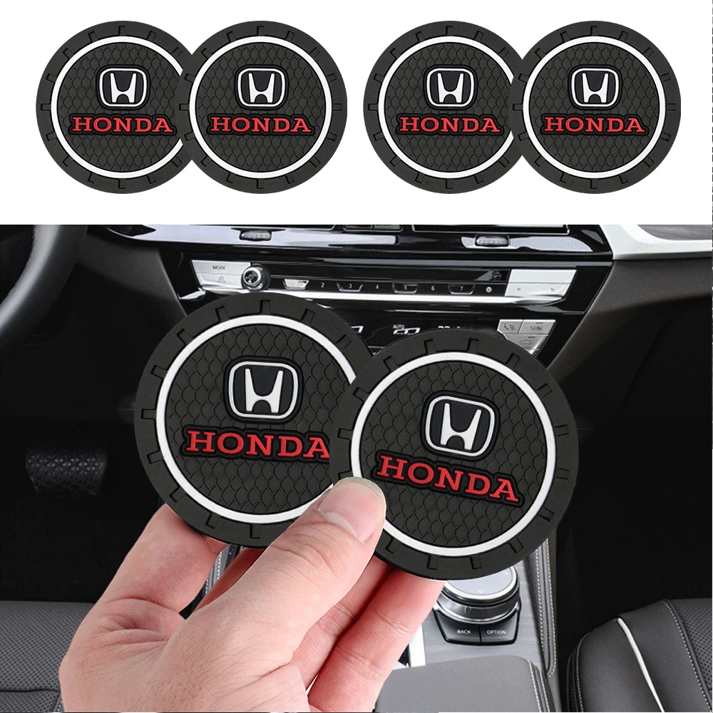 

1/2pcs Silicone Car Emblem Coaster Anti-noise Water Cup Mat For Honda CIVIC FORZA Insight Accord Hornet Type R Type S Mugen City