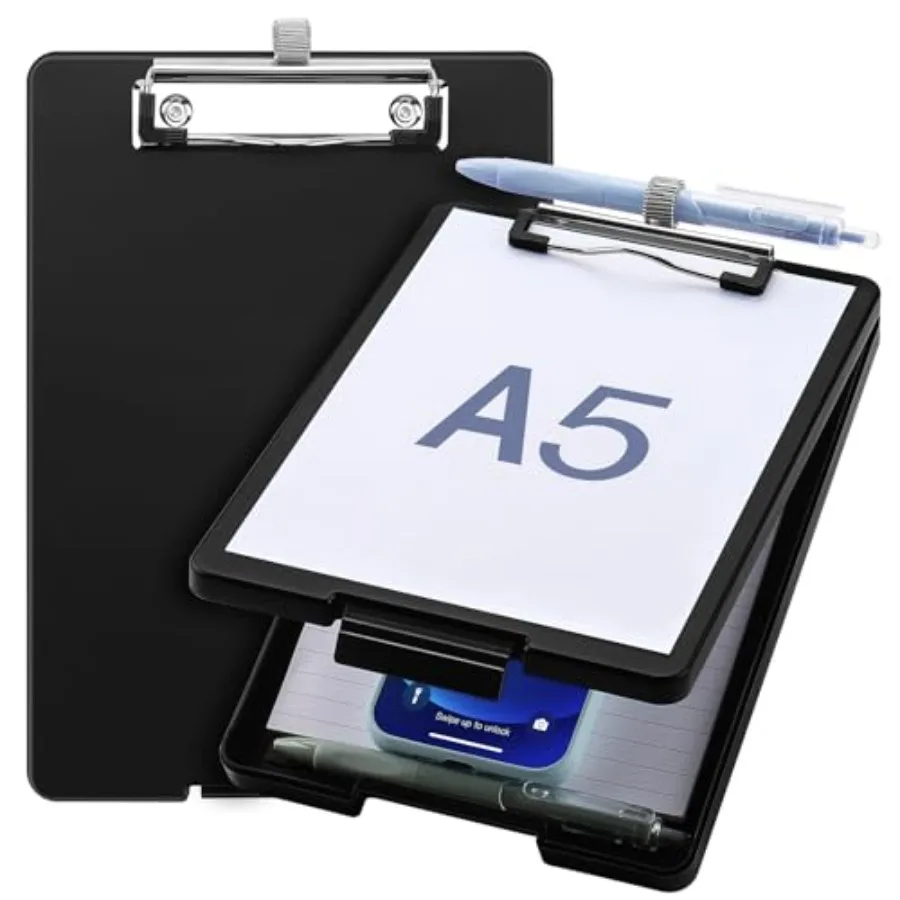 

Small Clipboard with Storage, A5 Clipboards with Pen Holder, Half Letter Clip Boards 69 Mi Plastic Clipboard with Low Profile C