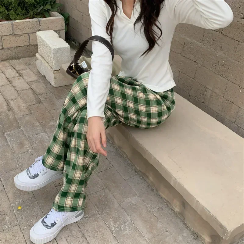 Mode Warme Plüsch Hosen Kaschmir Dicken Plaid Damen Winter Beiläufige Lose breitbeinig Hosen Koreanische Streetwear Studenten – Detail 18