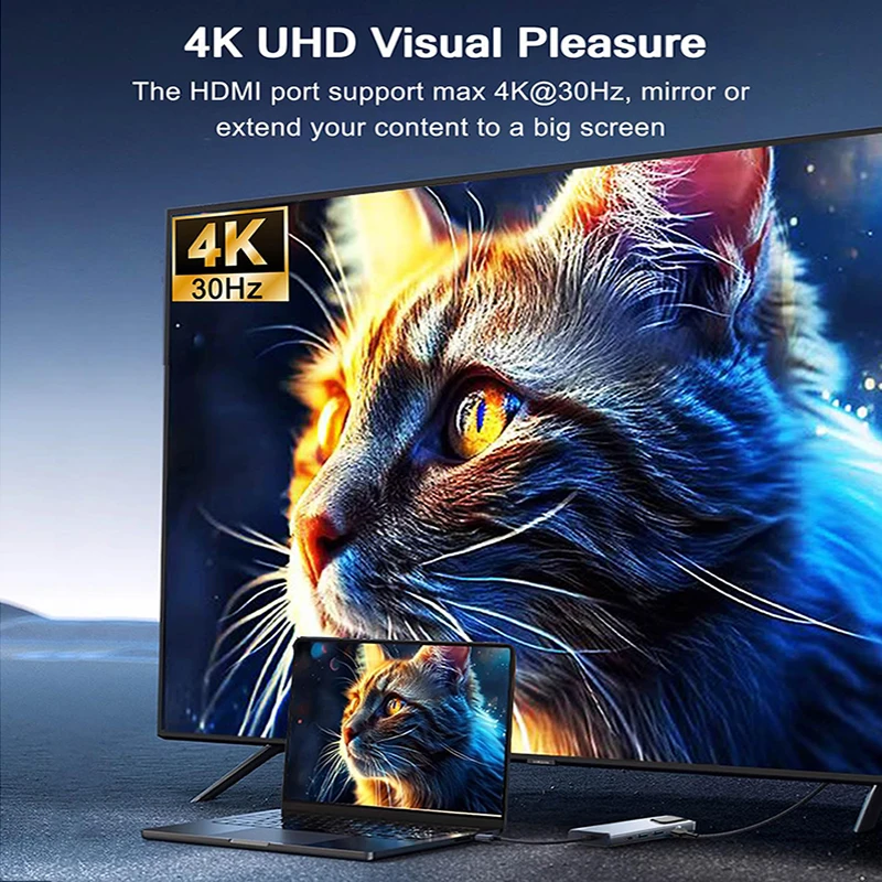 8 In 1 USB Type C Hub for MacBook Pro USB Adapter Dual USB C to HDMI-Compatible USB3.0 2.0 SD/TF Card for MacBook Mac Laptops