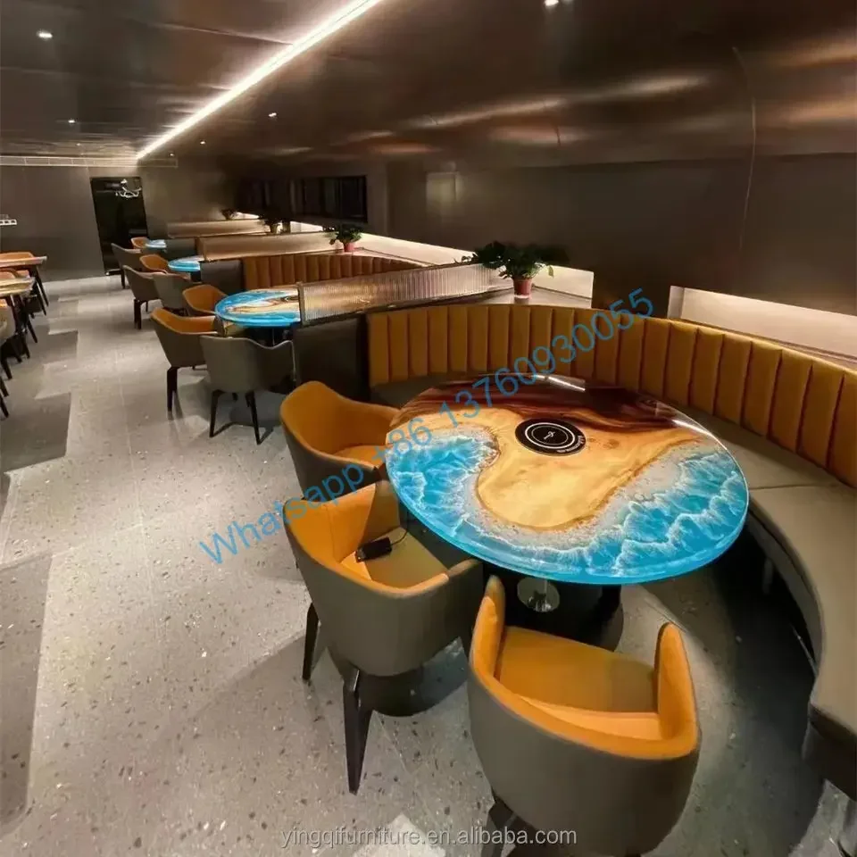 

Wholesale Modern Outdoor Furniture Custom River Resin Epoxy Solid Wood Restaurant Round Dining Table For Dining Room