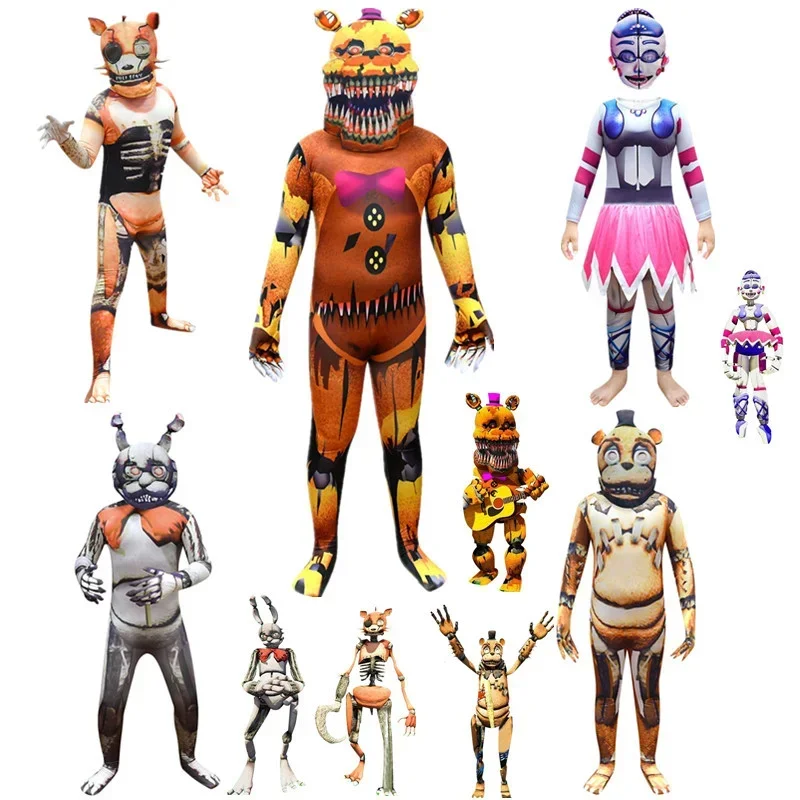 House AA Cartoon Bear Costume Game Foxy Chica Bonnie Freddy Cosplay Costumes Fancy Nightmare Hallowe New 2025 WKD001