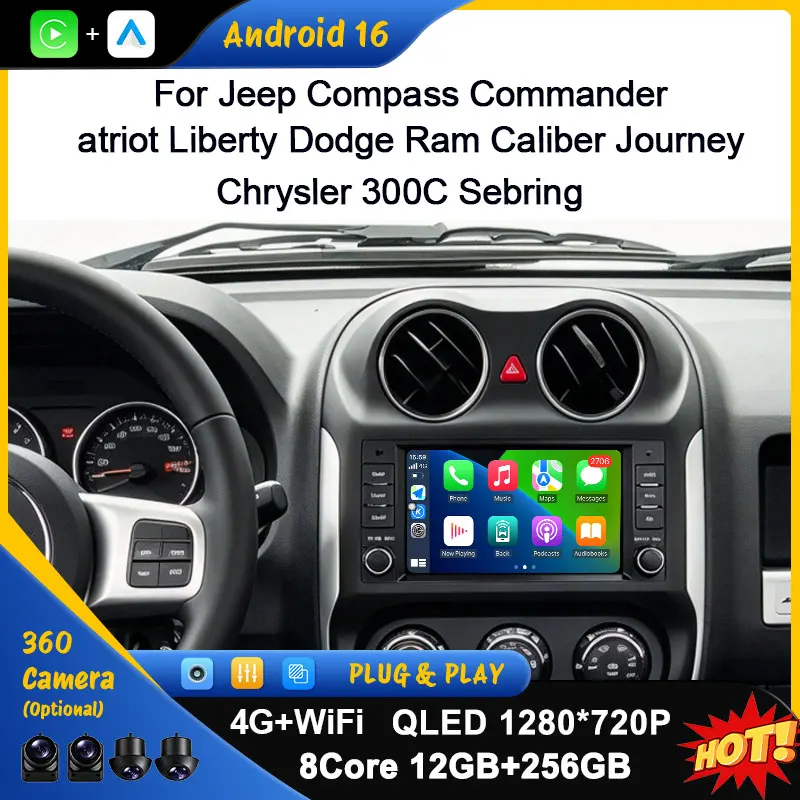 7 inch For Jeep Compass Commander Patriot Liberty Dodge Ram Caliber Journey Chrysler 300C Sebring Car Radio Autoradio Head Unit