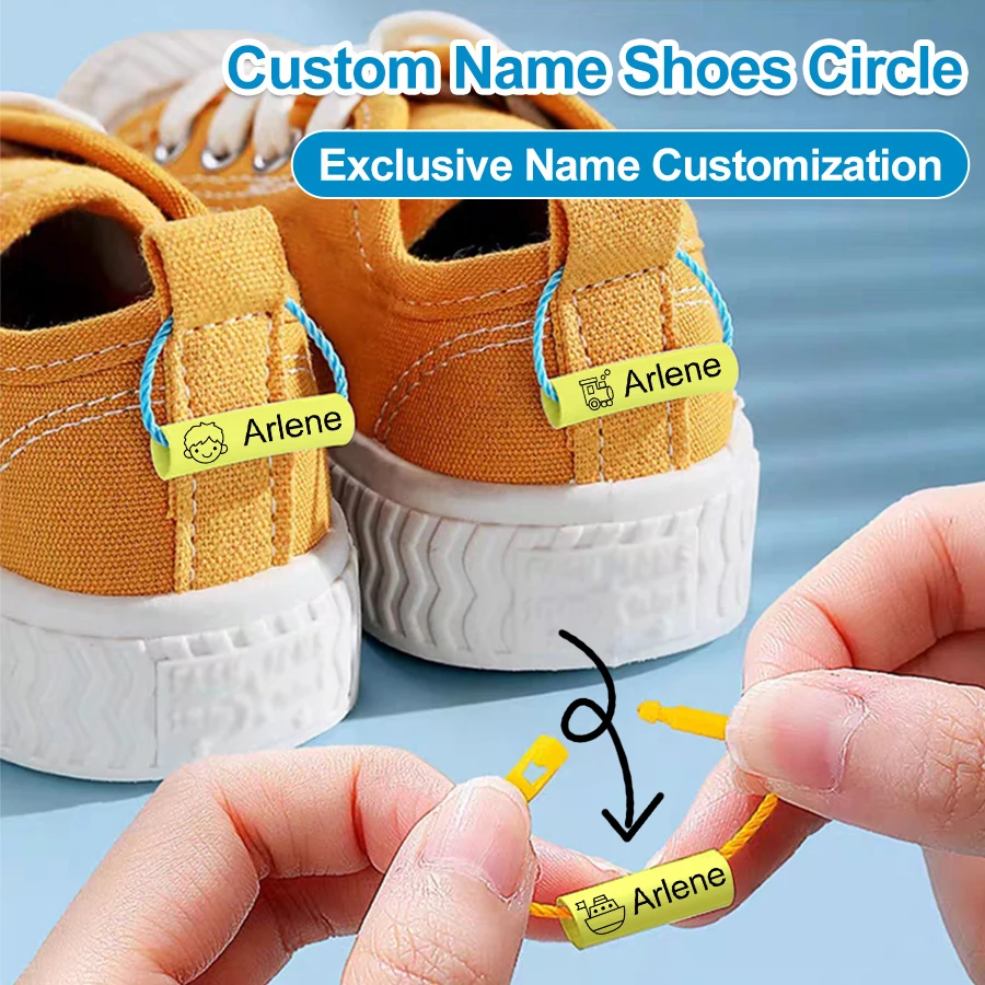 Customized Name Ring Pendant Baby Shoes Schoolbag Cup Clothes Name Stickers Waterproof Hang Tag Rope Baby Name Circle For Kids