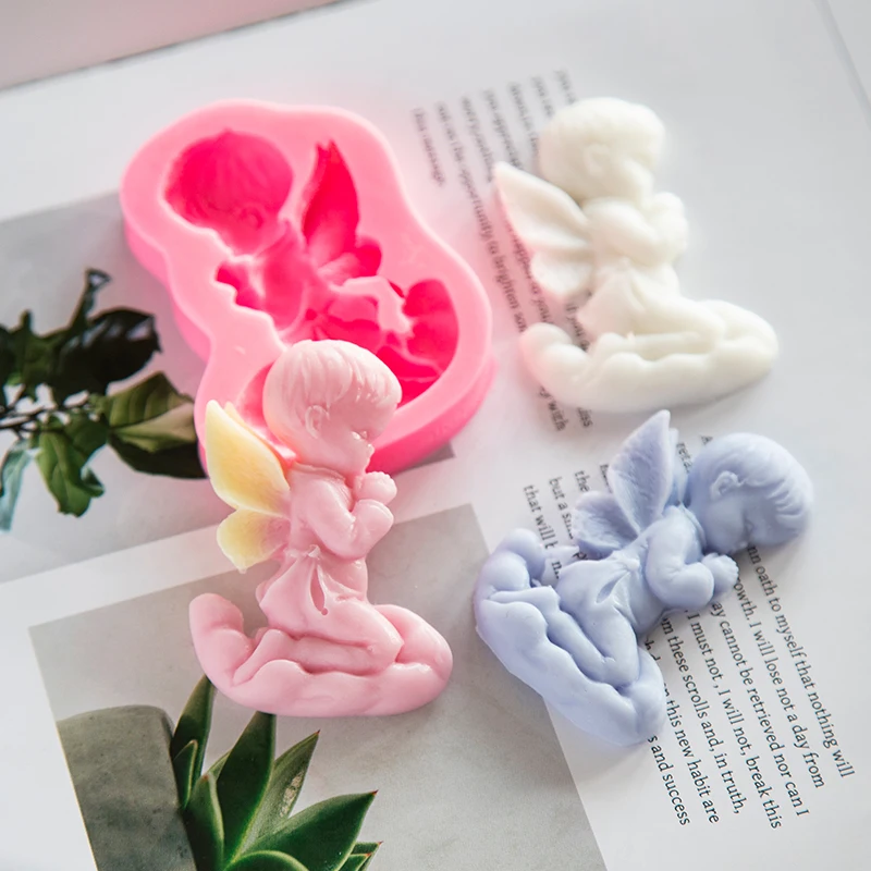 DIY Angel Shape Resin Plaster Clay Silicone Mold Handmade Craft Fondant Mould Baking Accessory