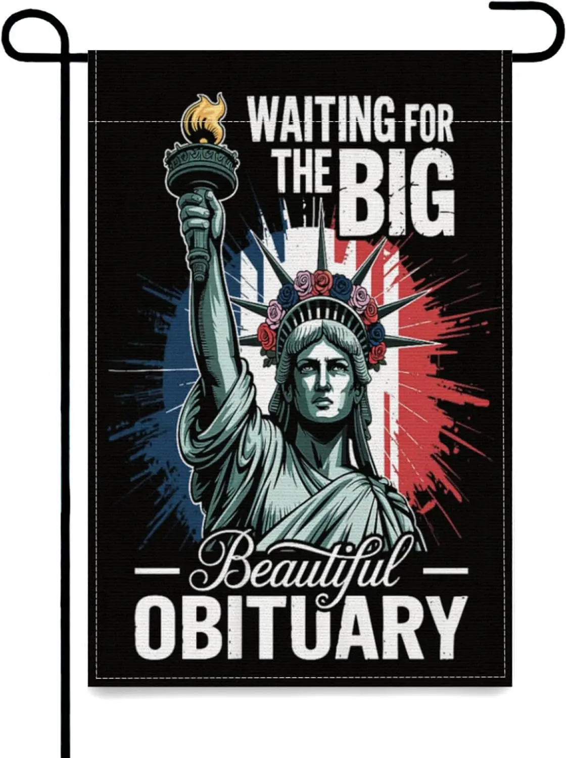 Waiting for The Big Beautiful Obituary Yard Flags for Decor,12x18 Inch Garden Flags Double Sided Tapestry for Farmhouse Seas yyi
