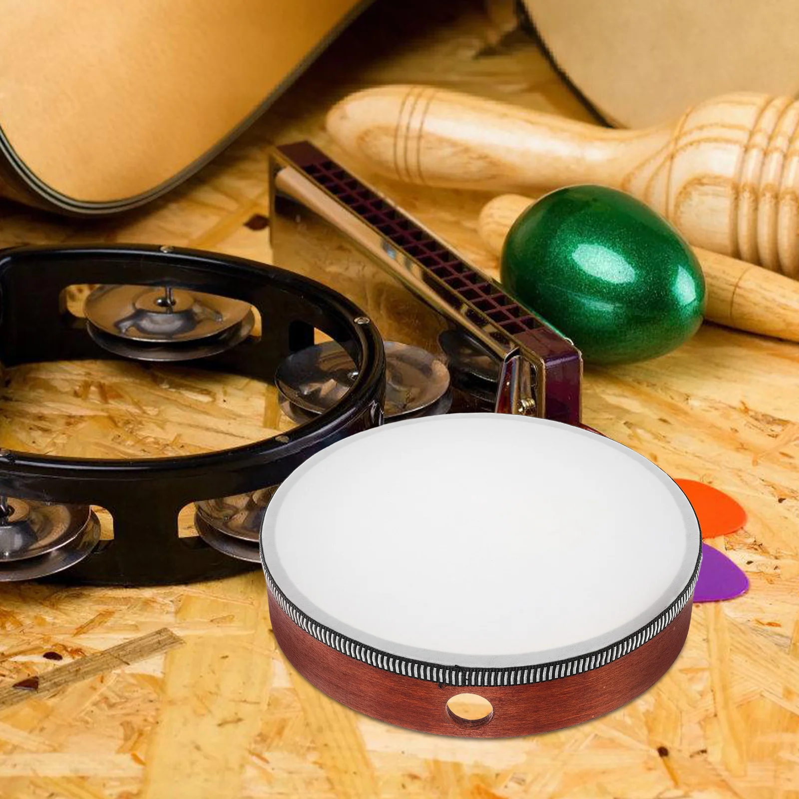 

2 Pcs Drum H Percussion Instruments Wooden Tambourine Bell Drum for Adults Kids Outdoor Mini H held Toys Musical