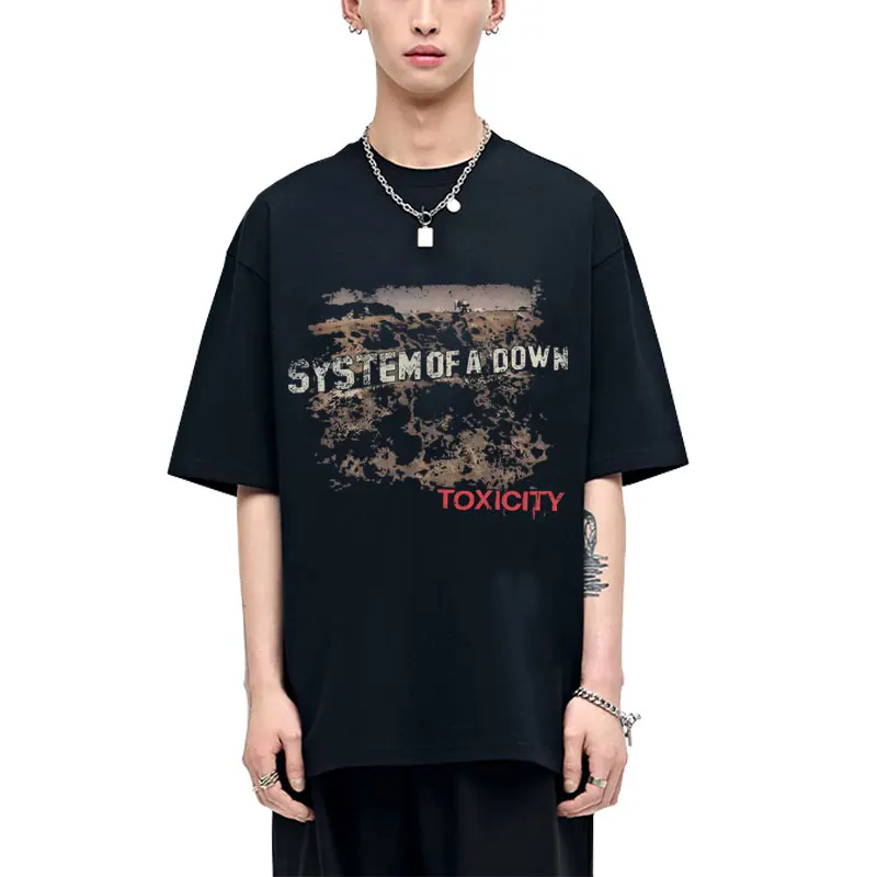 

System of A Down Toxicity Album Graphic T-shirts Men Women Rock Alternative Metal T Shirts Male 100% Cotton Oversized T-shirt
