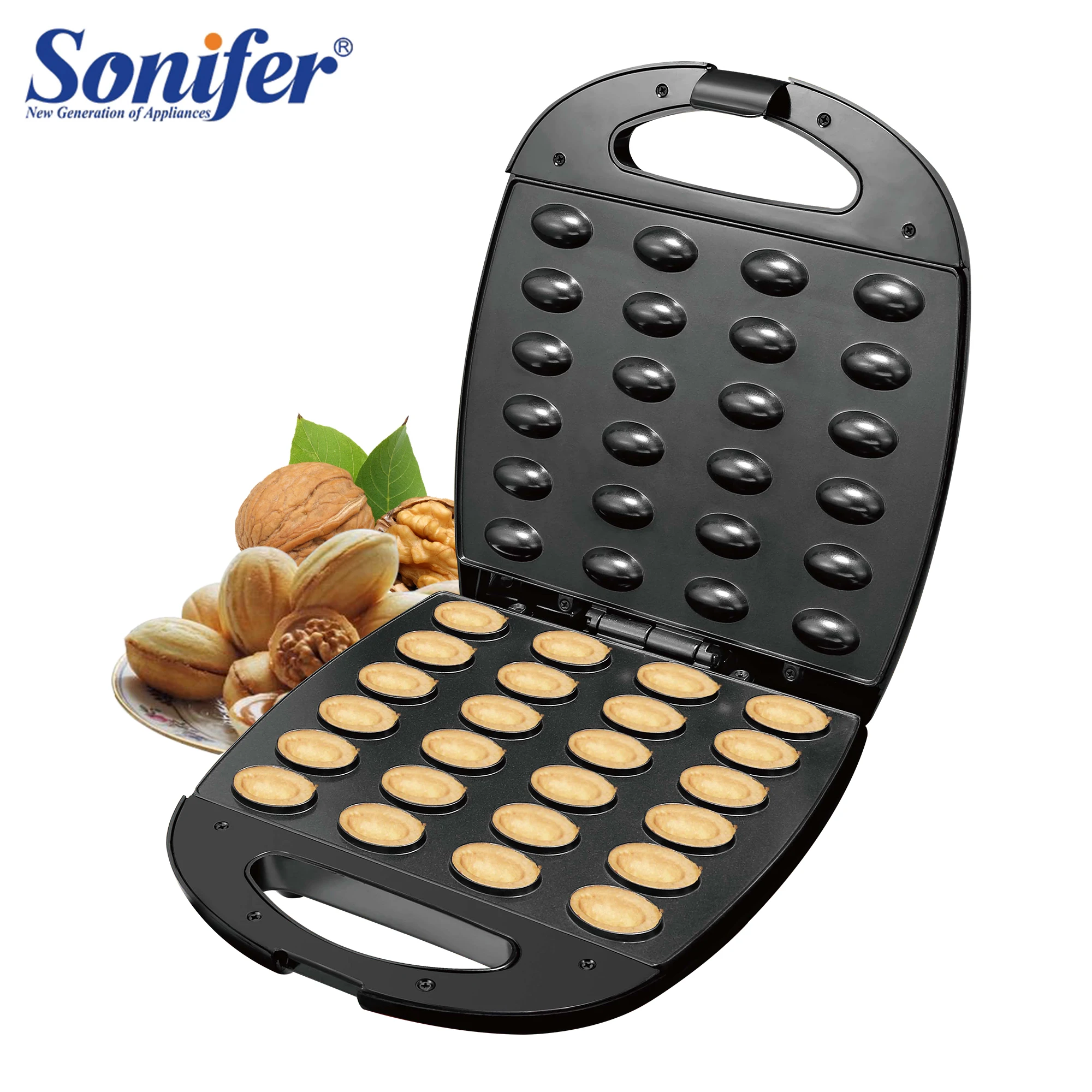 Electric Walnut Cake Waffle Maker 24 Holes Nut Plates Cooking Kitchen Appliances Breakfast Machine Non-stick Iron Pan Sonifer