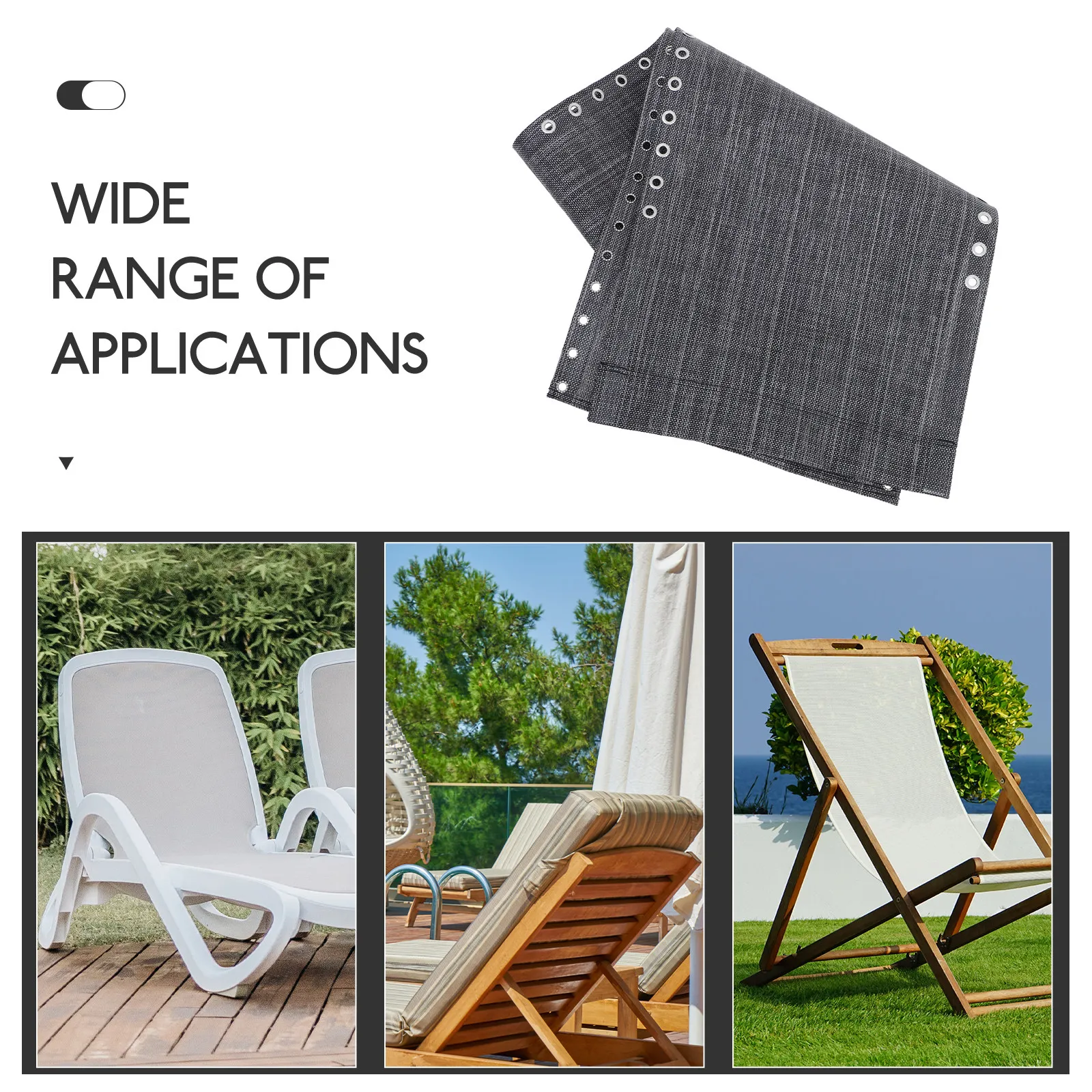 Recliner Chair Replacement Fabric Grey Widened Design Outdoor Patio Lounge Lawn Beach Repair Cloth Recliner Replacement Cloth