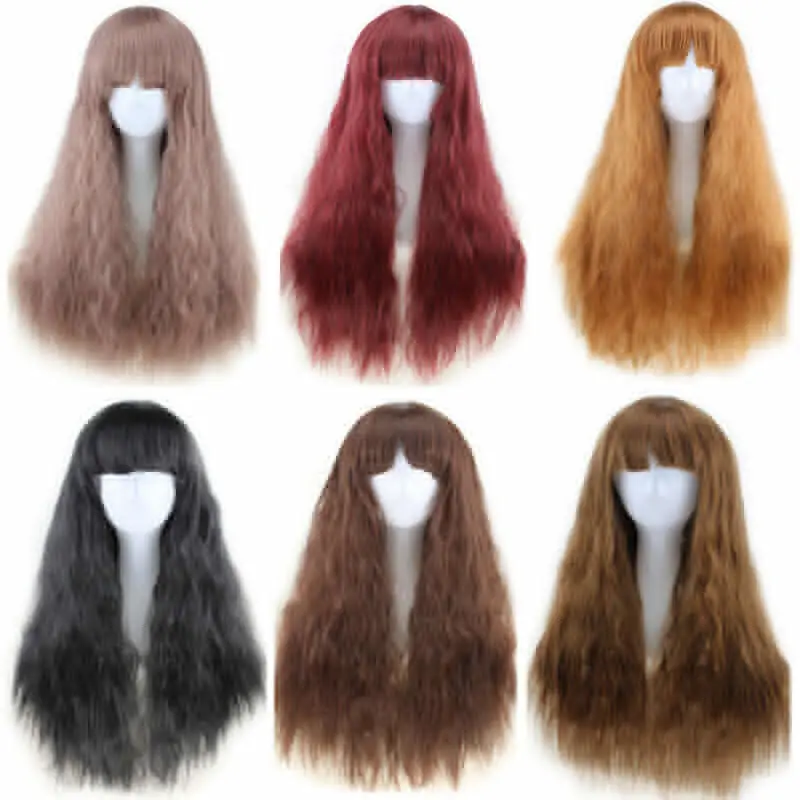 

New Women Wig Blonde Gold Hair Wavy Wig Long Ladies Curly Party Wig+Wig Cap