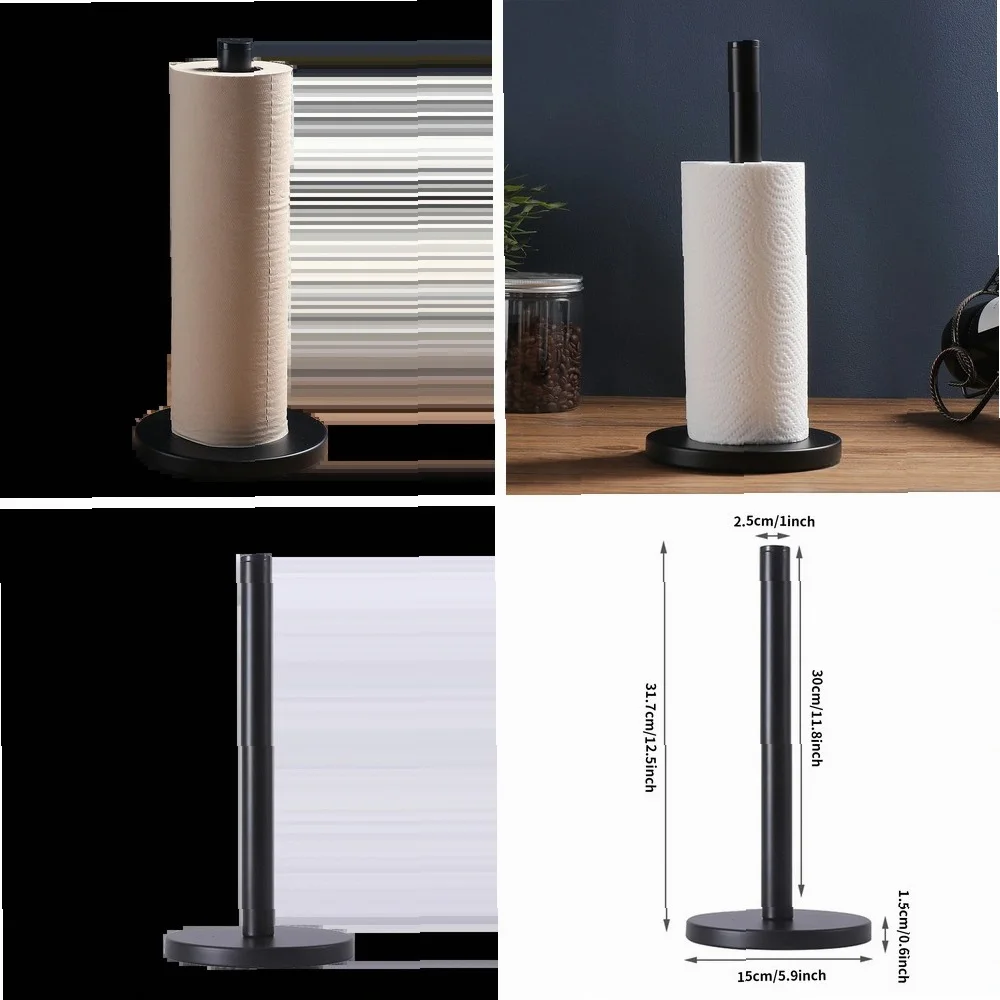 

Freestanding Black Paper Towel Holder for Kitchen & Bathroom Countertop Organization