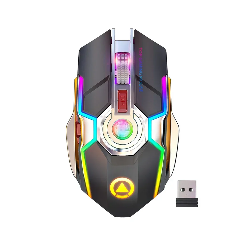 Wireless Gaming Mouse Rechargeable Computer Mouse Silent Ergonomic 7 Keys RGB Backlit For PC Computer Game Dota 2 Fortnite