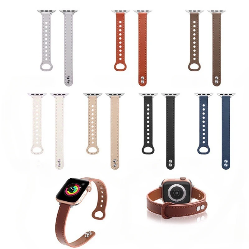 Bracciale ragazza in vera pelle per cinturino Apple Watch 41mm 45mm cinturino iWatch sottile per Correa Loop S9/8/7 SE 6/5/4 40/44mm 42MM 38MM