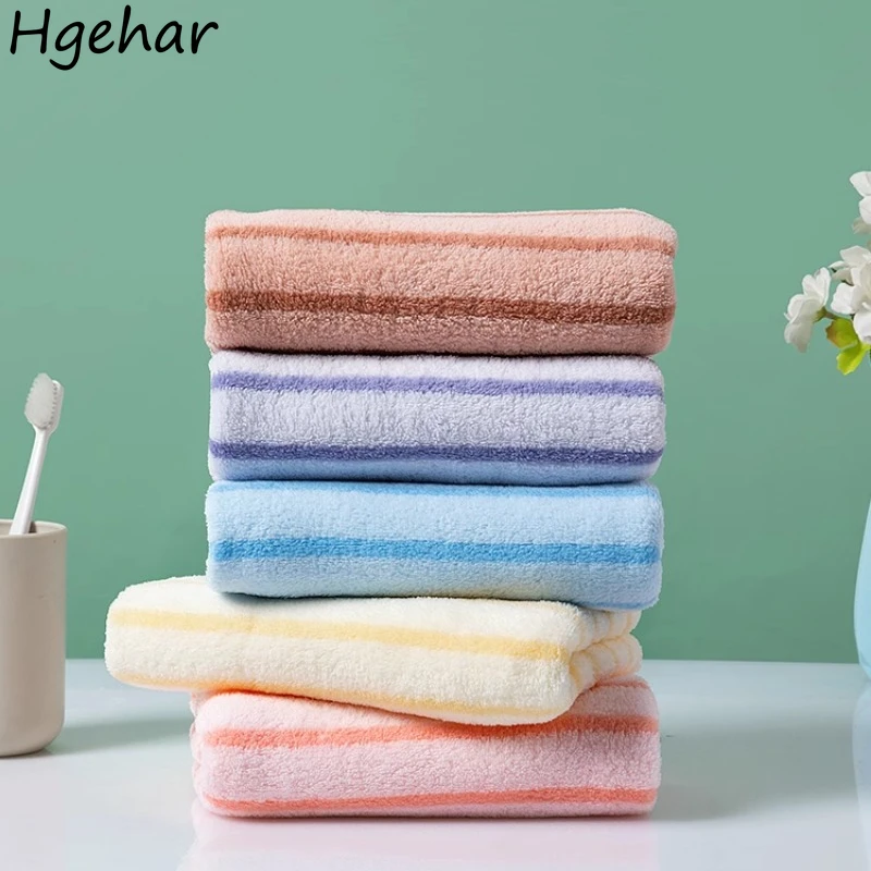 35*75cm Bath Towel Tender Striped Thicker Soft Bathroom Face-clean Super Water Absorbent Quick Dry Adults Shower Coral Fleece