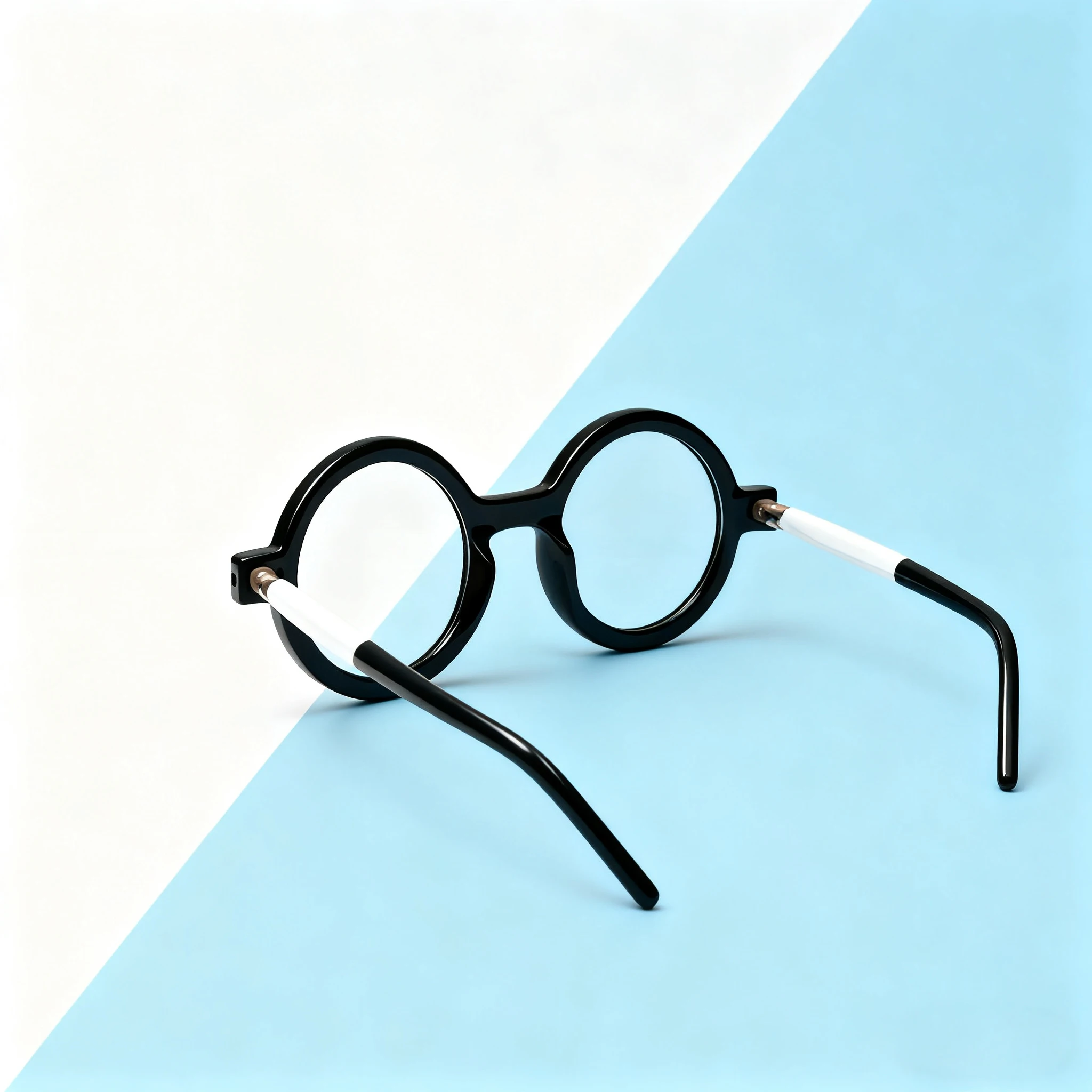 FYTOO Fashion Black-White Round Full-Frame Glasses, For Daily Wear, Face-Flattering, Great Holiday/Birthday Surprise.
