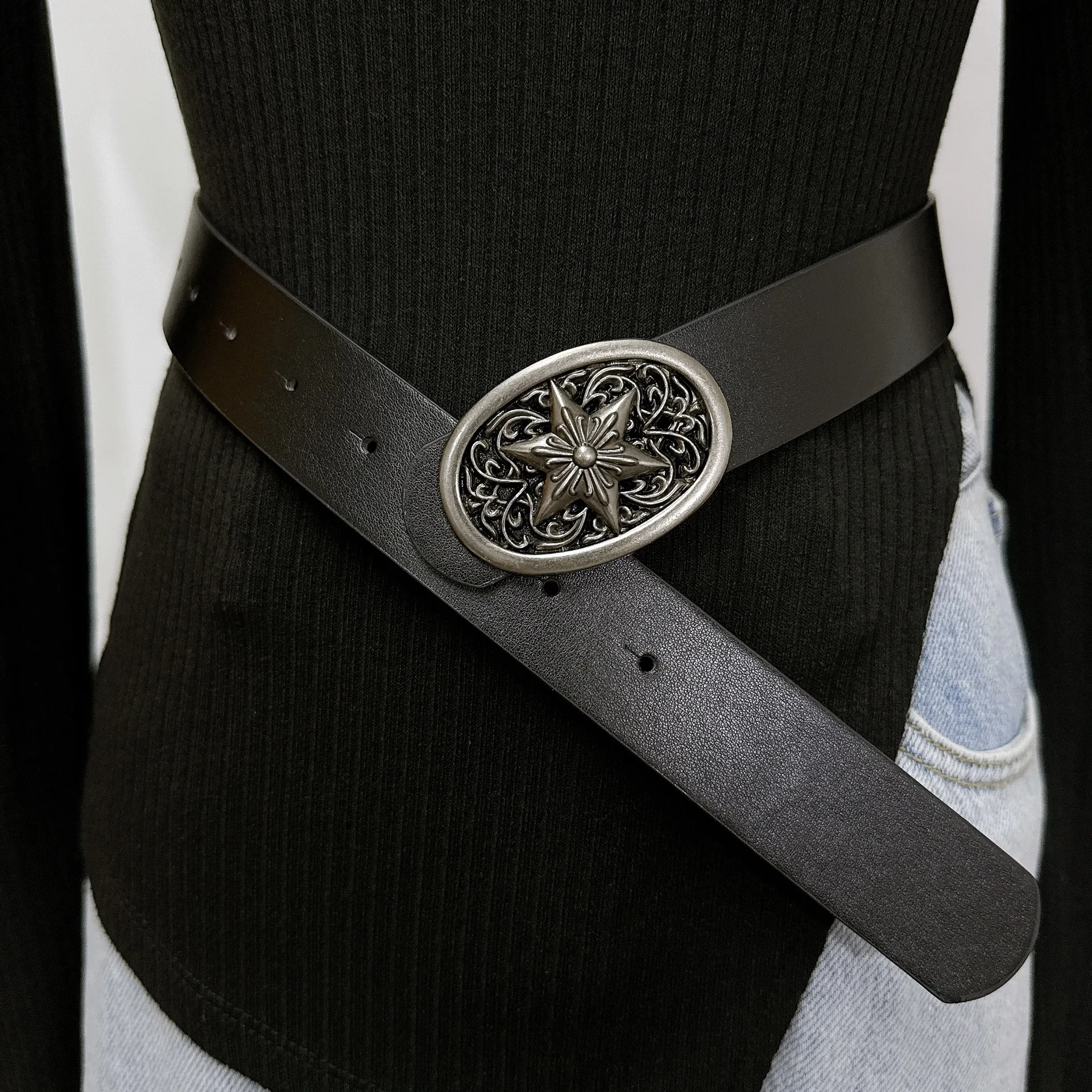 Gothic Y2K Women Men Belts Goth Ladies Hip hop Punk Rivet Skeleton Print Waist Belt Jeans Waistband