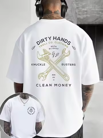 Men's Graphic T-Shirt Dirty Hands Clean Money Daily Wear Cotton Unisex Gift Idea for Him Her Streetwear Fashion Top