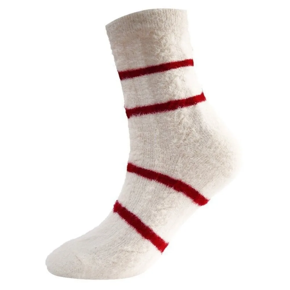 

New Coral Fleece Socks Thicken Warm Home Sleep Floor Socks Stripes Middle Tube Socks Gift