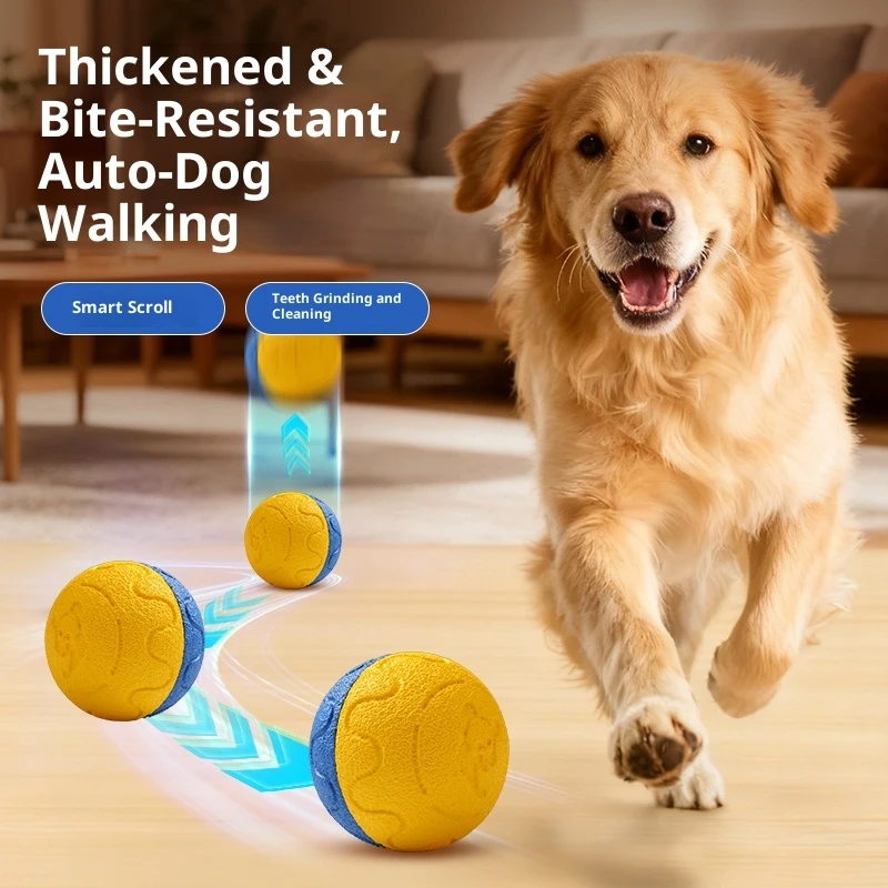 Interactive Automatic Rolling Dog Ball Toy, 70mm Obstacle-Avoiding Chew Ball, USB-C Rechargeable, Up to 80-Minute Playtime