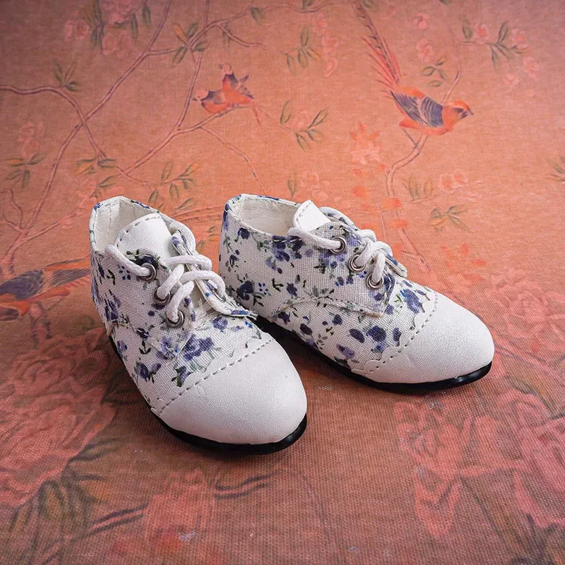 

1/4 BJD Doll Shoes Pointed Toe Splicing Forest Style Floral Low-top Short Boots 1/3 Accessories Handmade Casual