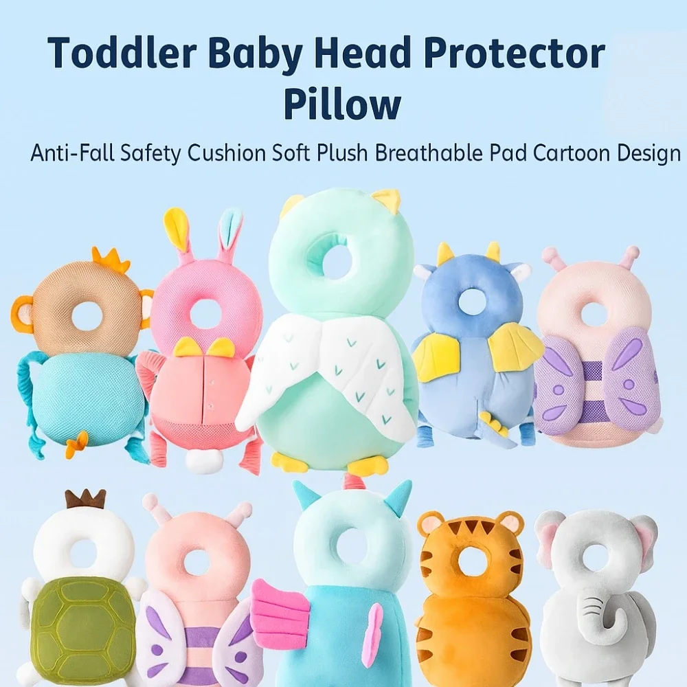 

Подушка для защиты головы малыша, защитная подушка от падения, мягкая плюшевая дышащая подушка, мультяшный дизайн для младенцев, обучения ходьбе