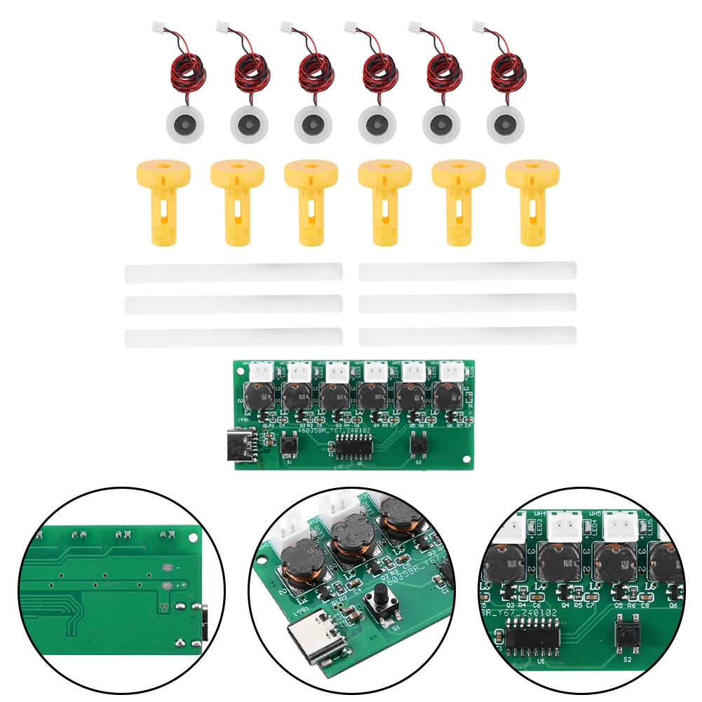 1PCS TYPE-C Six Spray Humidifier Module DC5V Atomization Control Board Atomizer Nozzles Humidifier Module System Supports Spray