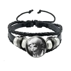 Music Singer Melanie Martinez Fairy Girl Y2K Black Leather Bracelet Album Pattern Glass Dome Cabochon Bangles Artist Jewelry Fan