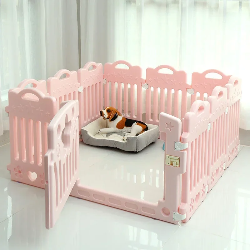 

Modern Minimalist Houses Plastic Safety Fence Home Pet Cat Kennel Small Indoor Isolation with Toilet Dog Cage MC