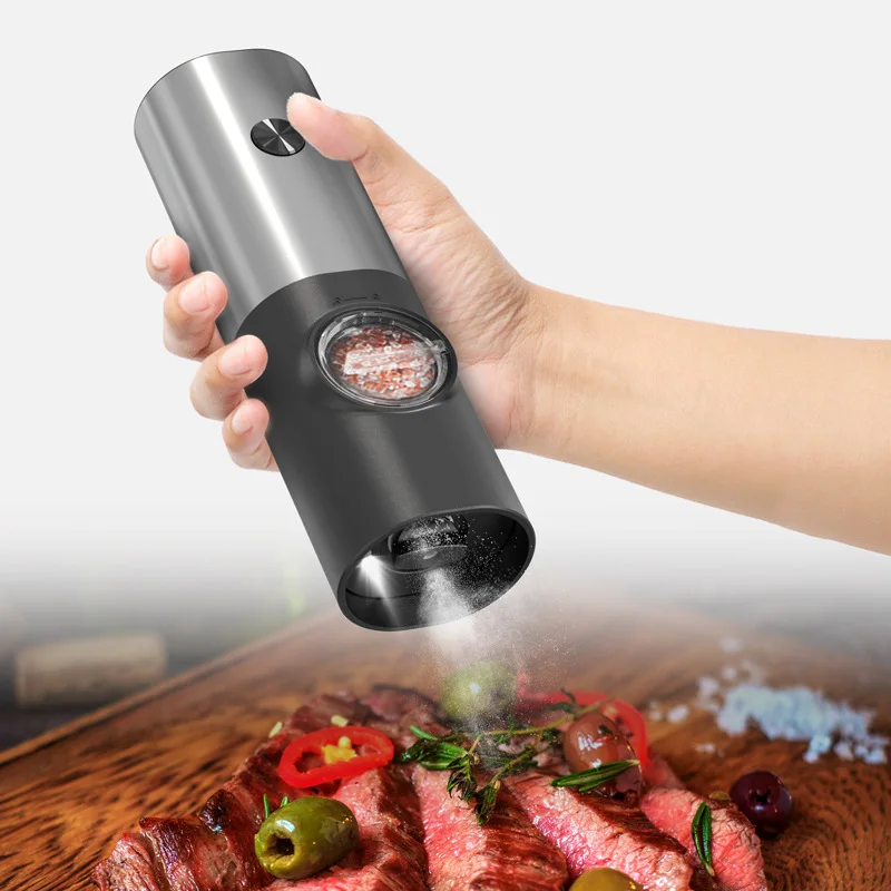 

Electric salt and pepper grinder with adjustable roughness refillable induction grinder battery powered kitchen seasoning tool