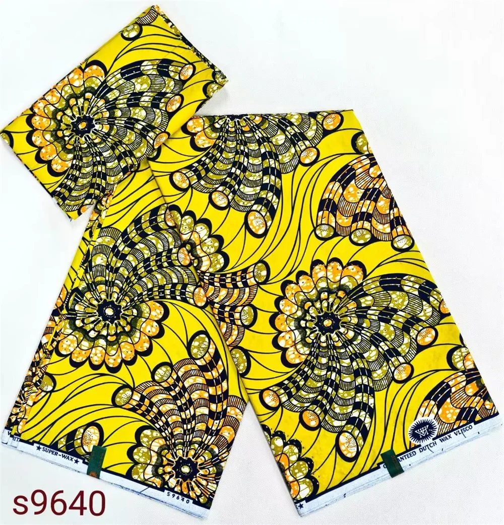African Printing Wax Fabric WIth Stones Wax Block  Fabrics For Women Dress, 6 Yards/Lot African Wax