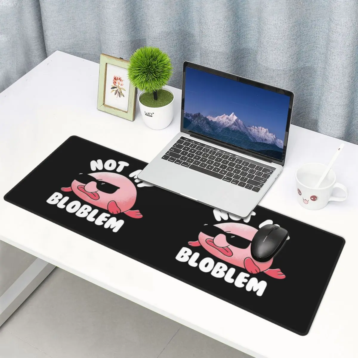 Grand Tapis de Souris Blobfish Not My Bloblem Not My Problem Gamer PC Laptop Mats Keyboard Carpet Computer Gaming Office Desk Mat