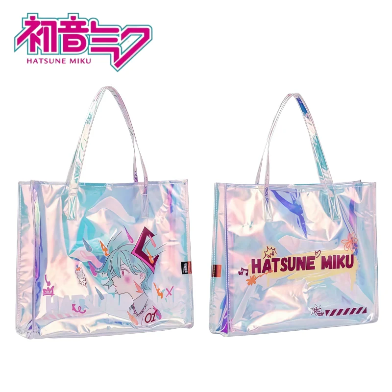 Echte Hatsune Miku Laser-Handtasche, große Kapazität, Einzelschultertasche, Einkaufsaufbewahrungstasche, Anime-Ware, Anime-Ware