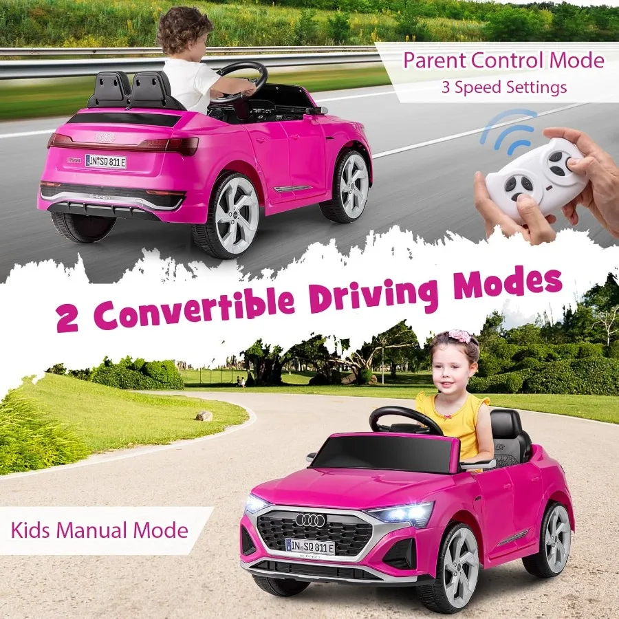 12V Ride on Car Licensed Audi SQ8 Remote Control Ride on Toy Battery Powered Electric Vehicle with Spring Suspension Music and