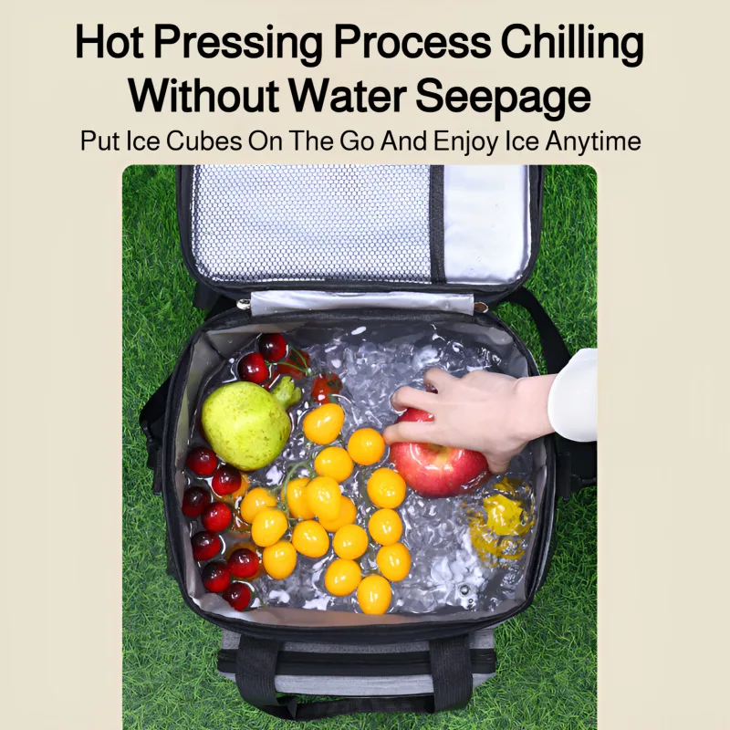 حقيبة نزهة ذات سعة كبيرة للتخييم في الهواء الطلق، حقيبة عازلة لصندوق الغداء، حقيبة ثلج للسيارة مع حقيبة يد الأرز